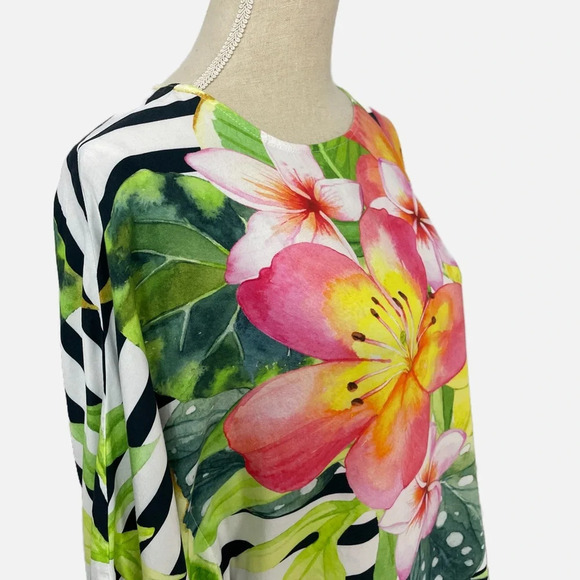 Cartise Blouse Top Floral Stripe Printed Kimono Size 10 Watercolour - Picture 2 of 14